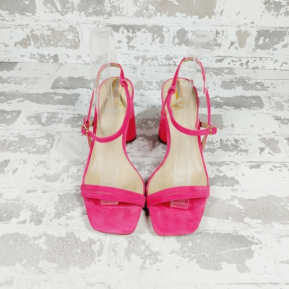 NEW Sam Edelman Kit Slingback Block Heel In Dahlia Pink Barbie Core Sandals C104 - Picture 7 of 11